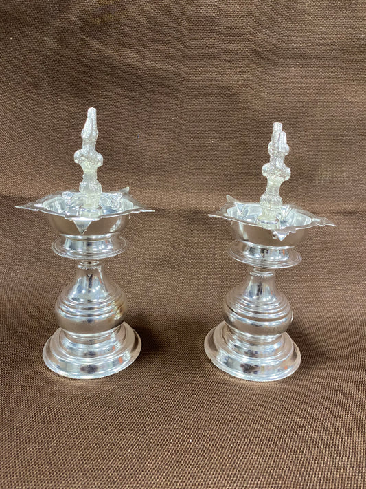 sriman german silver deepam for pooja  height  will be 6.5 inch