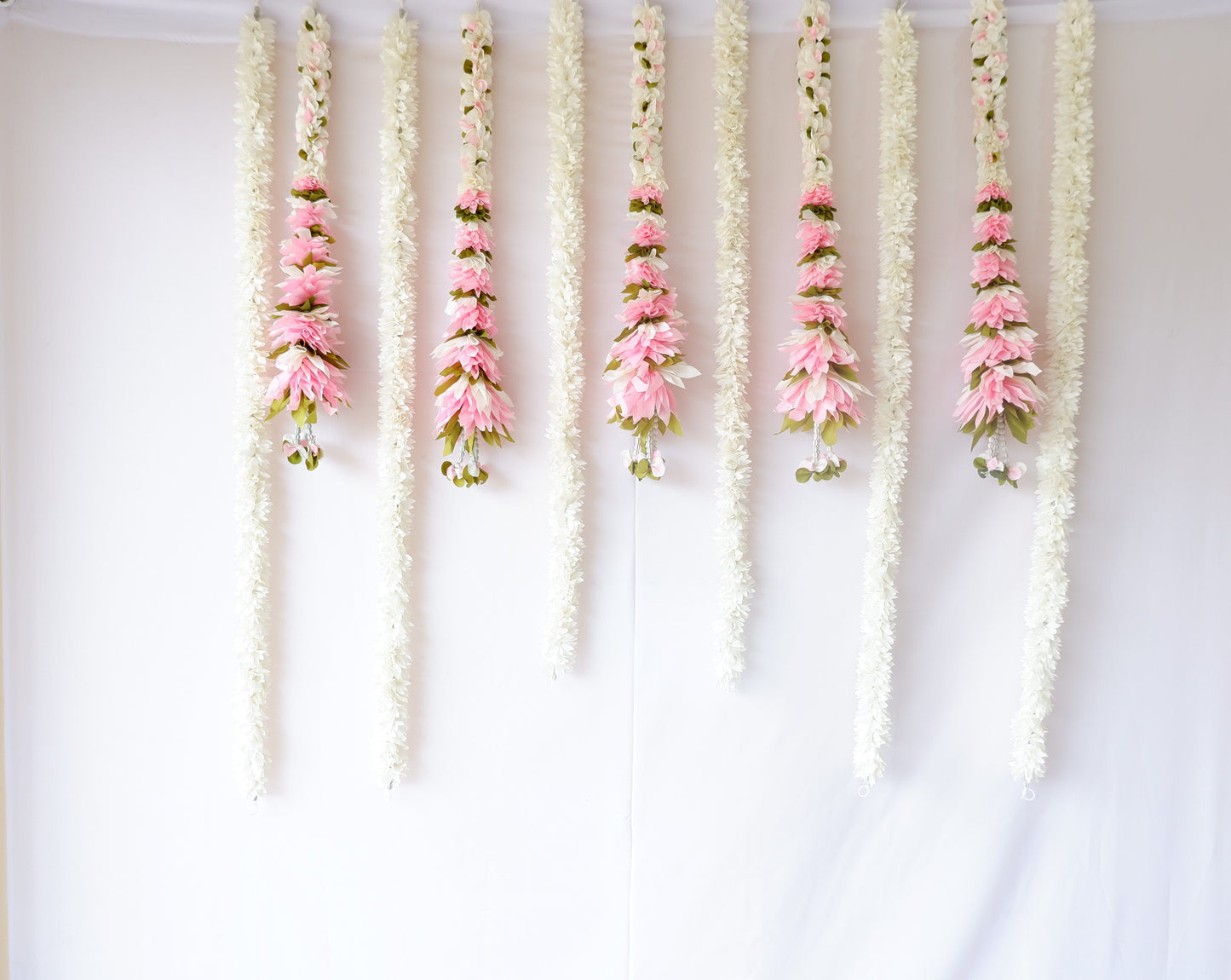 sriman decoration flowers and artificial flowers  for festivals  combination of  light pink and white