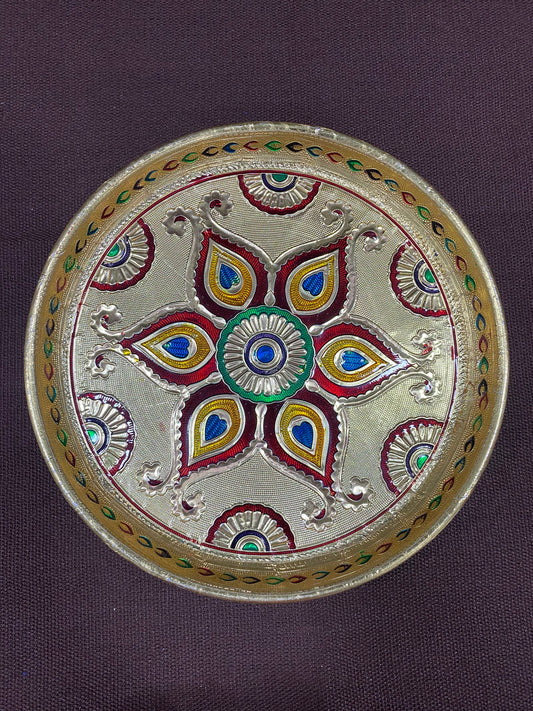 sriman designed plate for pooja varamaha lakshmi  width is 8 inch
