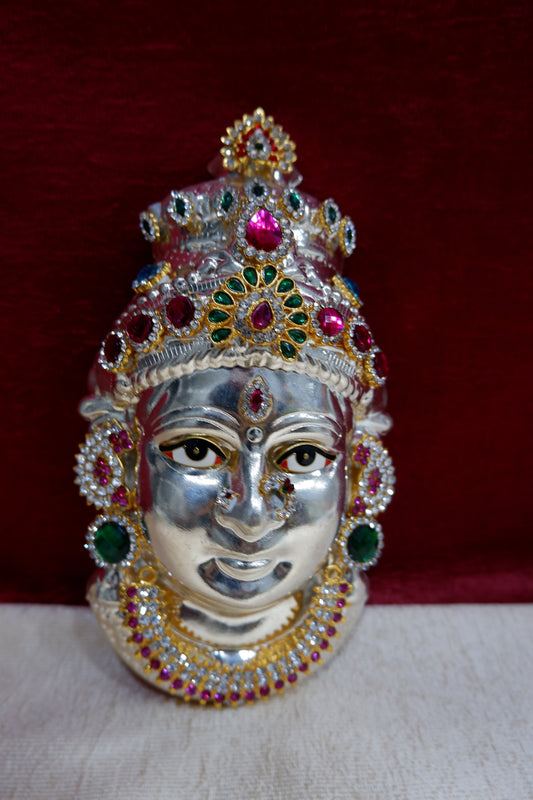 sriman designed lakshmi faces silver for vara lakshmi vrata medium size