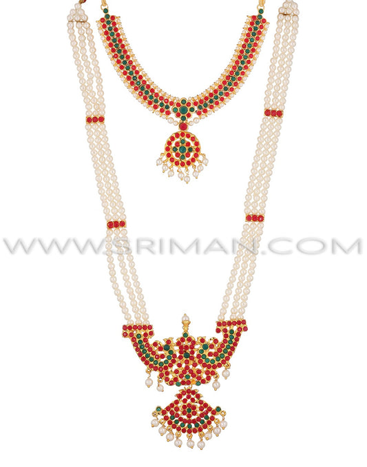 Sriman long moti haram and necklace