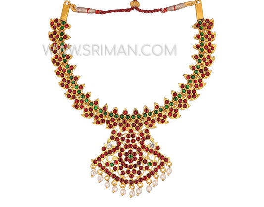 Sriman kempu flower desgin necklace for bharatanatyam