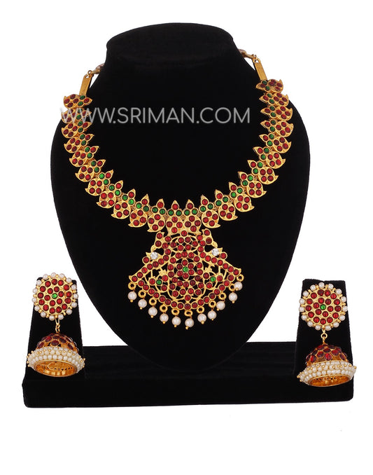SRIMAN KEMPU FLOWER NECKLACE WITH NECKLACE
