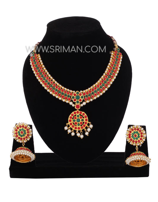 SRIMAN SINGLE LOCKET NECKLACE WITH EARINGS