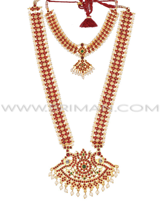 Sriman kempu stones haram and necklace