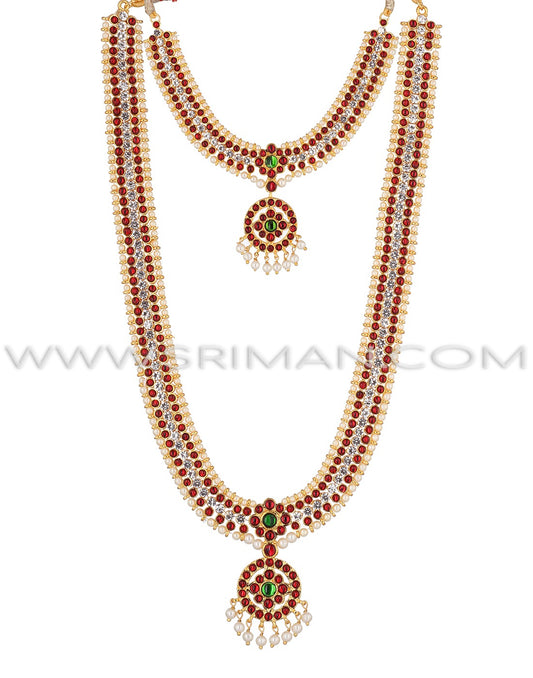 Sriman kempu long stones haram and necklace