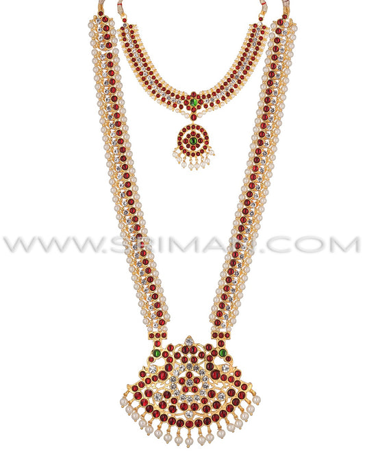Sriman stones long haram and necklace