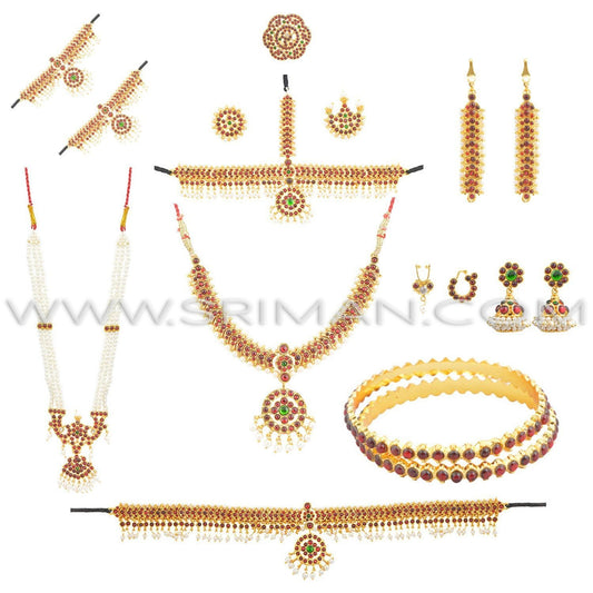 Kids Bharatanatyam Jewellery set kempu design - 10 items