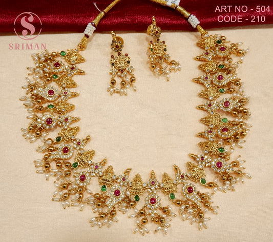 SRIMAN  FANCY STONES NECKLACE SET WITH EARINGS