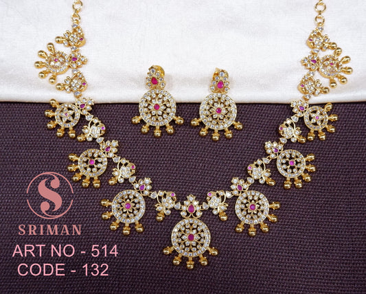 SRIMAN TRADATIONAL NECKLACE SET WITH  EARINGS