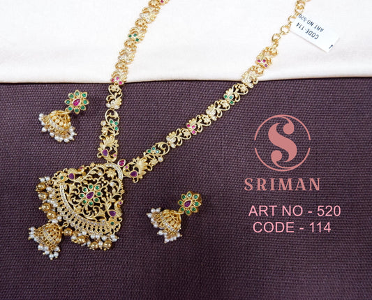 SRIMAN MAT FINISH NECKLACE WITH EARINGS