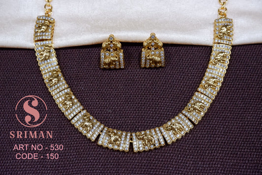 SRIMAN ANTIQUE MAAT STUDS NECKLACE WITH EARINGS