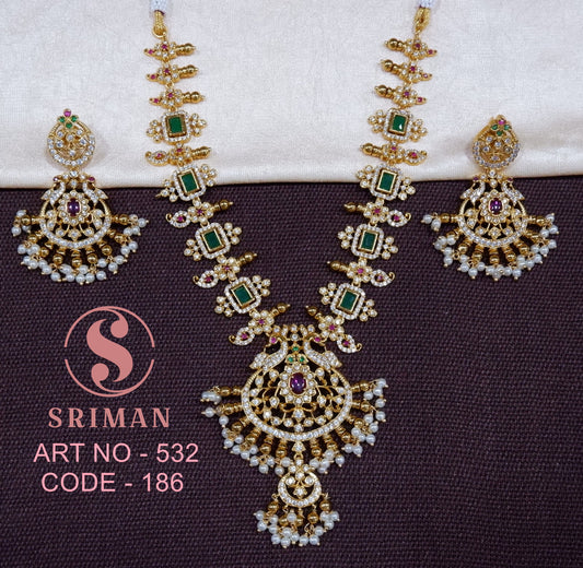 SRIMAN  REAL PEARL FANCY NECKLACE WITH EARINGS