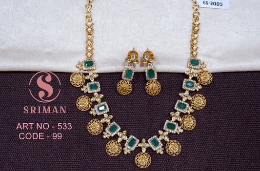 SRIMAN FANCY STONE STUDES NECKLACE WITH EARINGS
