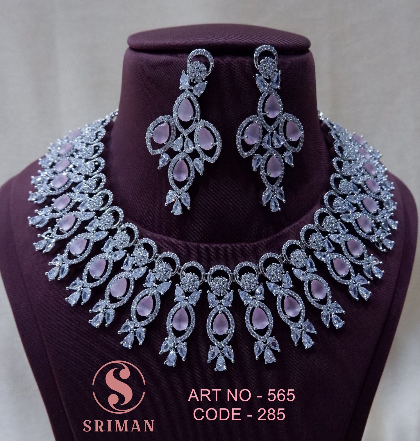 SRIMAN GRAND PINK RADIUM NECKLACE SET