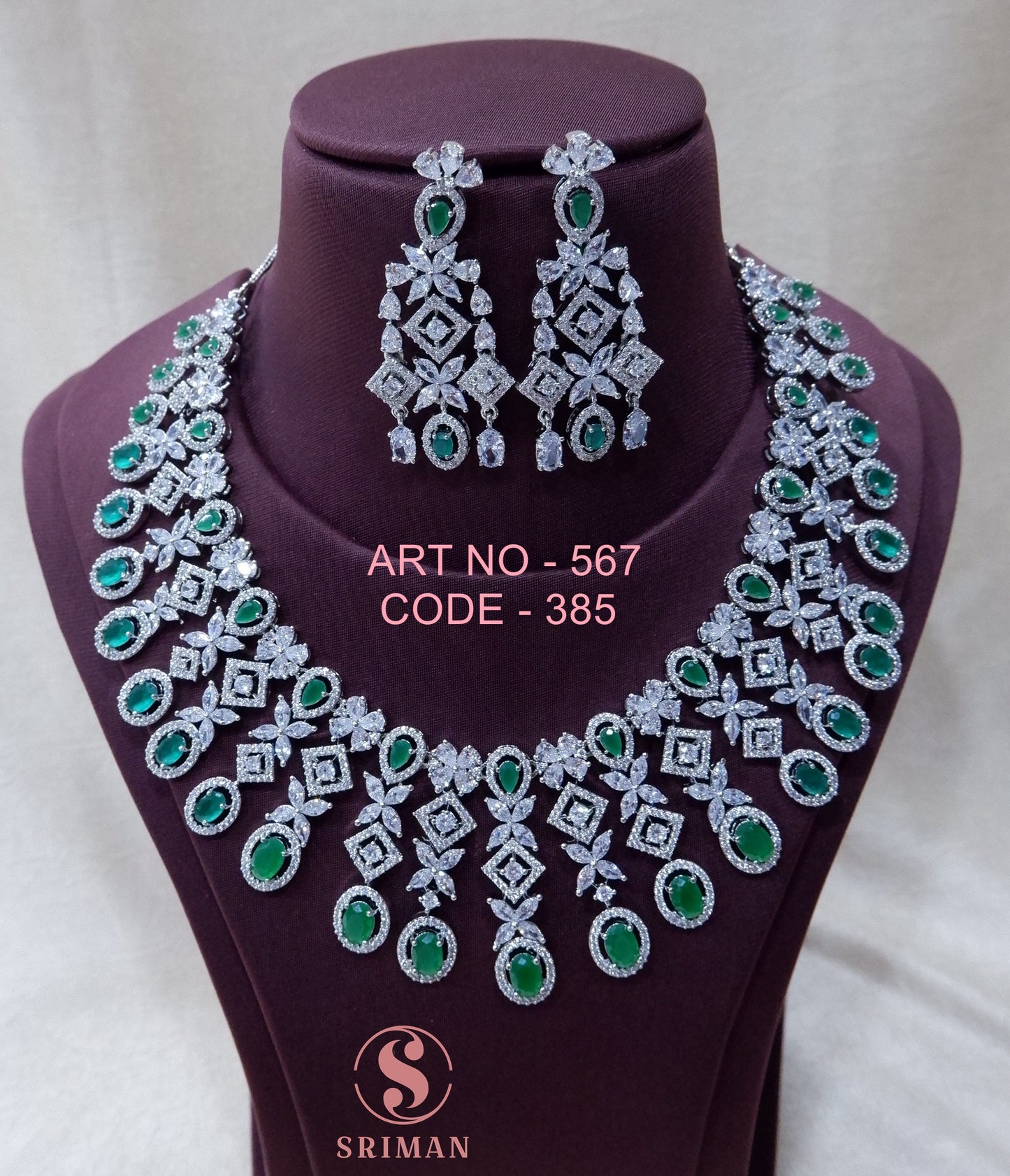 SRIMAN FASHION GREEN BEATS RADIUM NECKLACE SET