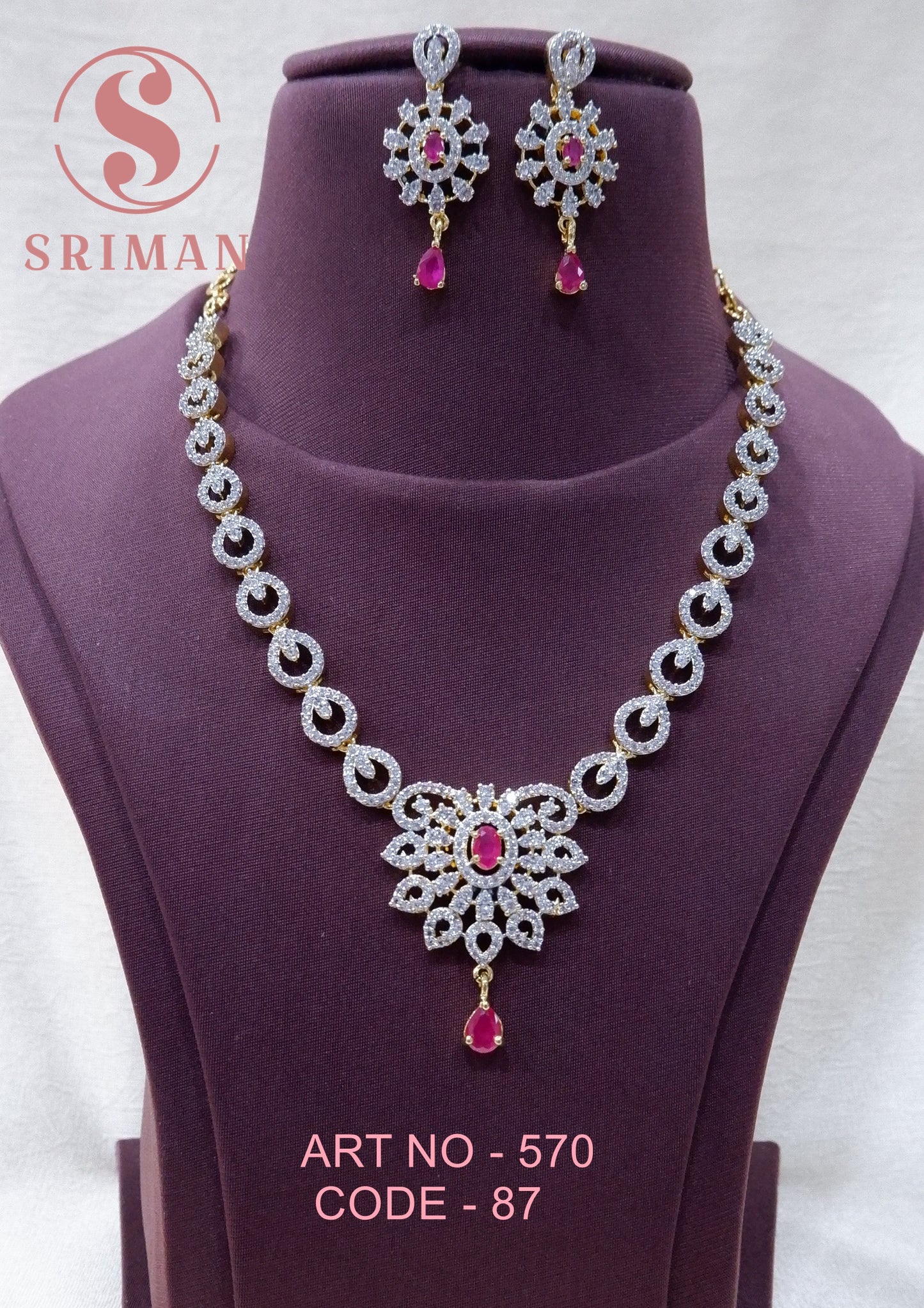 SRIMAN FANCY NECKLACE SET WITH EARINGS