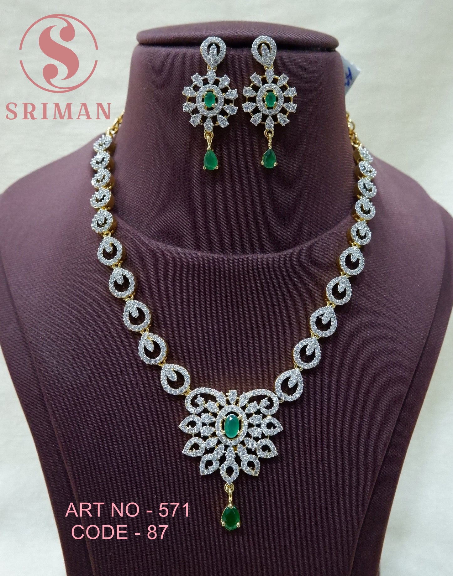 SRIMAN FANCY NECKLACE SET WITH EARINGS