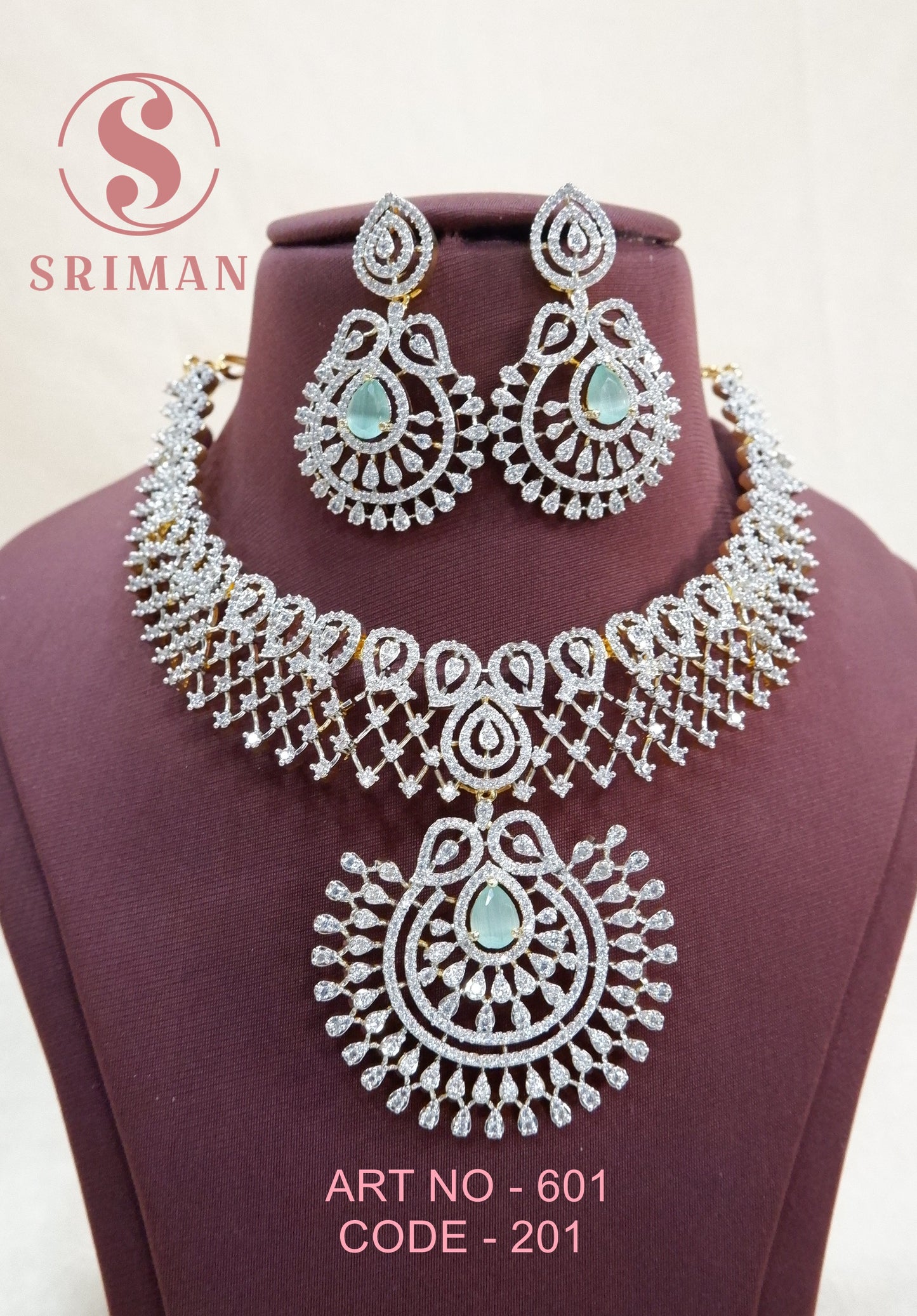 SRIMAN SLIVER POLISH PEAS STONE NECKLACE SET