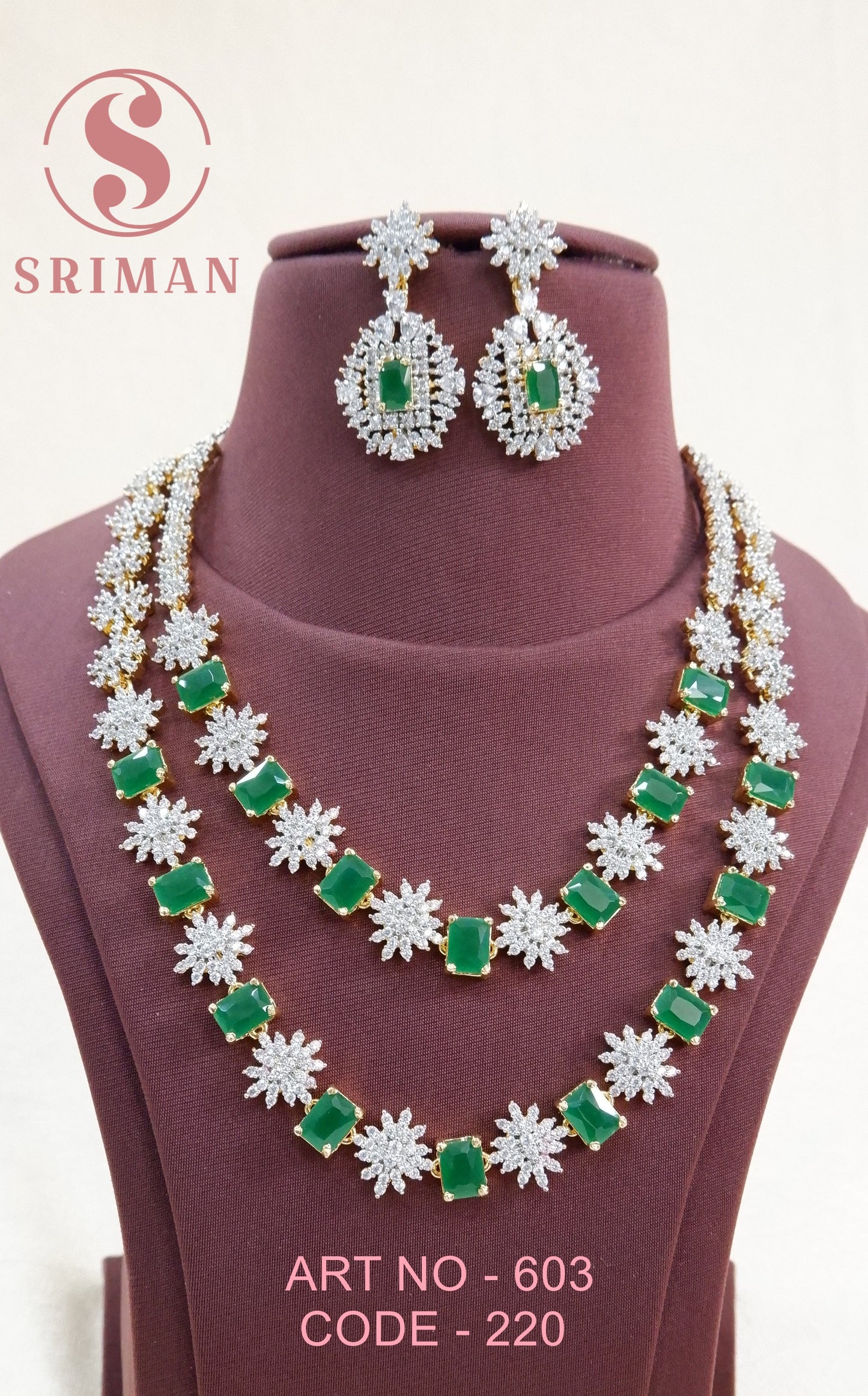 SRIMAN 2LINE NECKLACE SET WITH EARINNGS