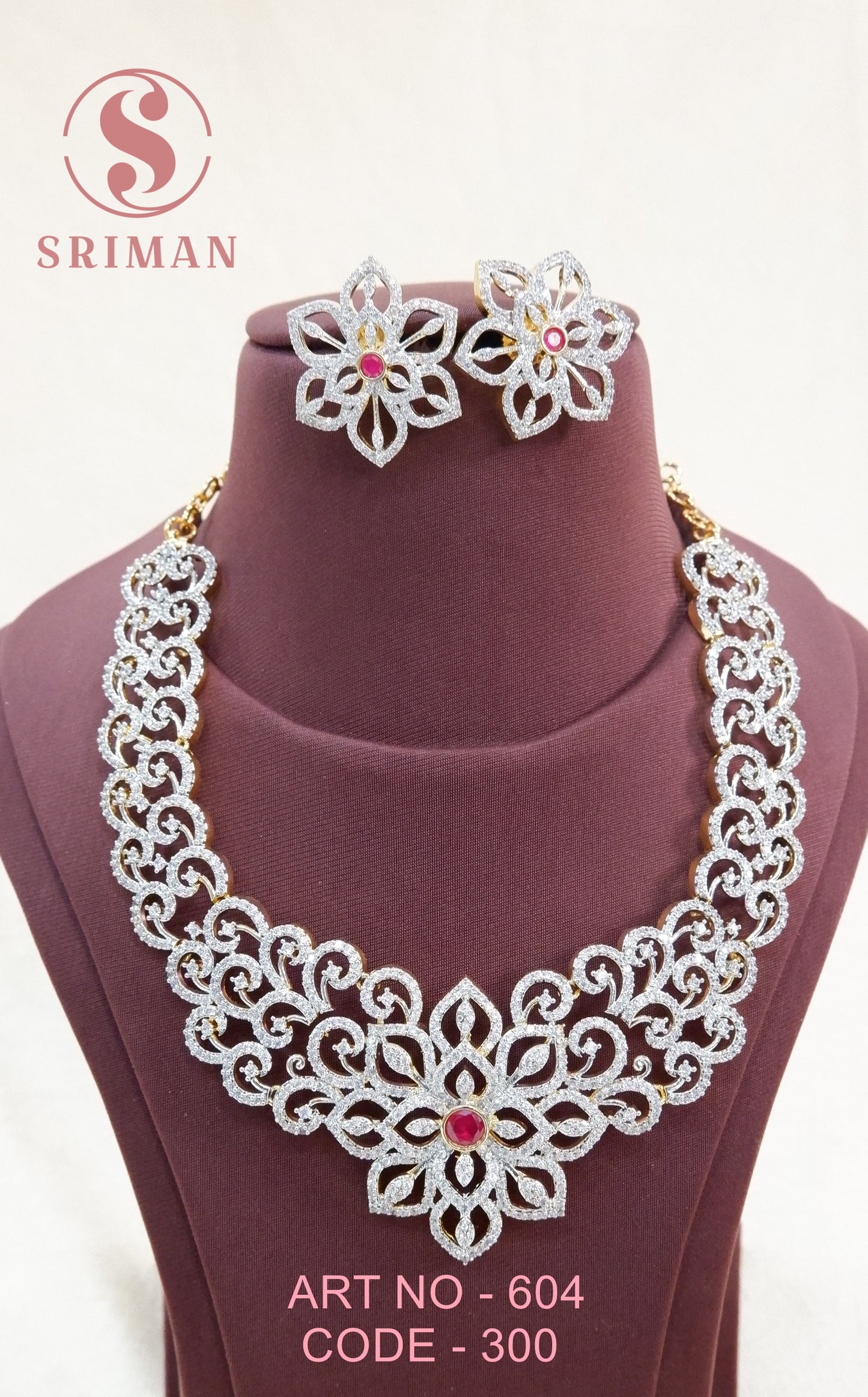 SRIMAN SLIVER POLISH CHOCKER SET WITH EARINGS