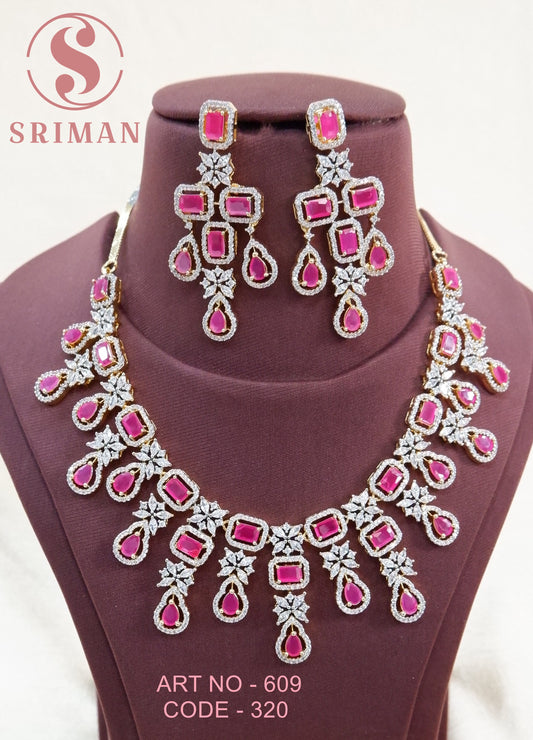 SRIMAN GRAND RED BEATS NECKLACE SET