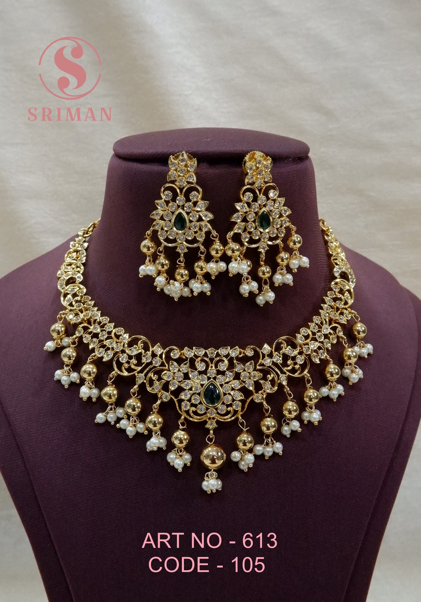 SRIMAN GOLD FINISH NECKLACE SET