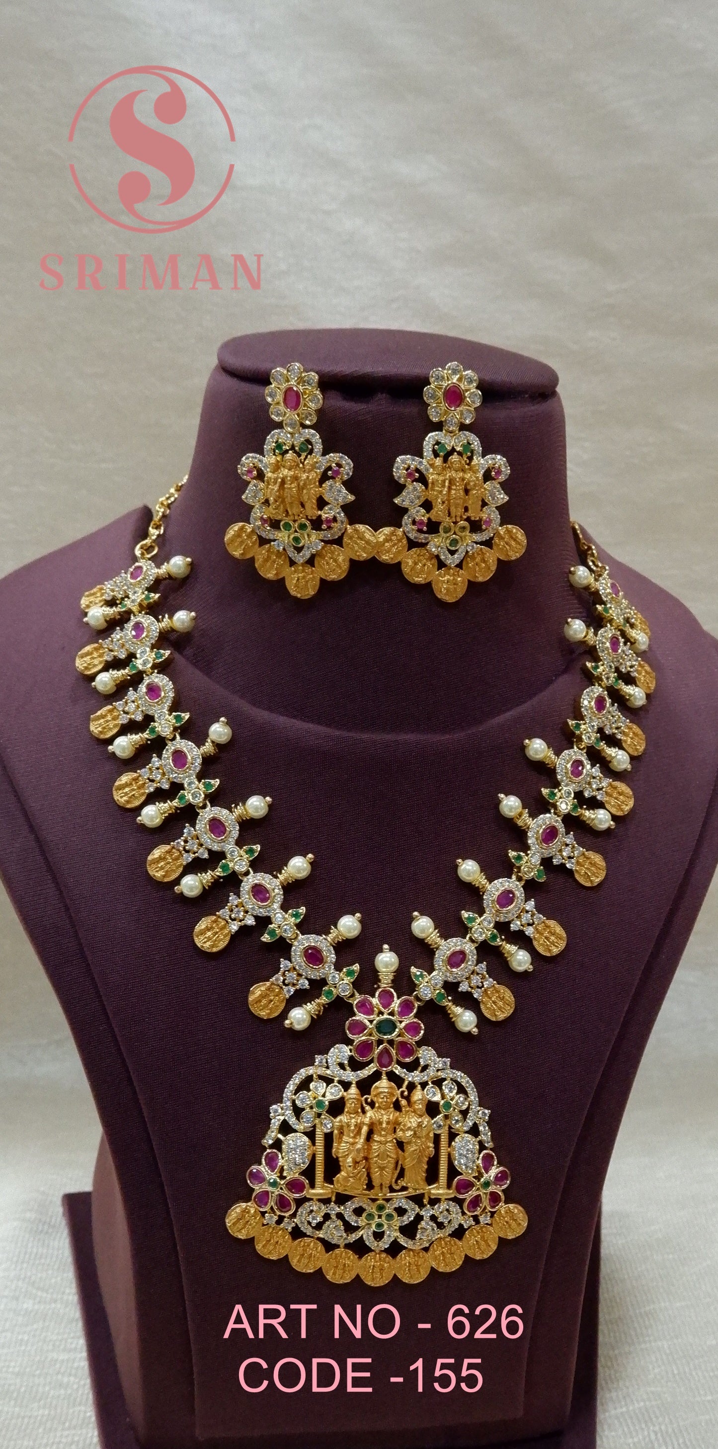 SRIMAN GOLD FINISH TRADINATIOAL NECKLACE SET