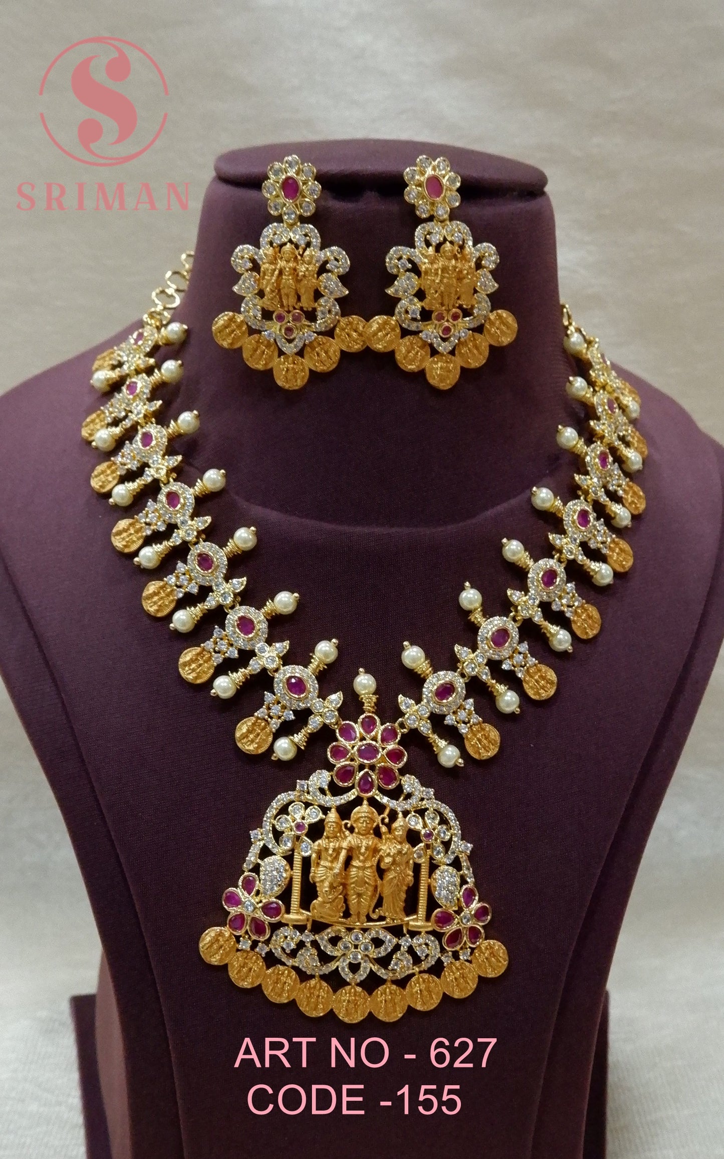 SRIMAN GOLD FINISH TRADINATIOAL NECKLACE SET