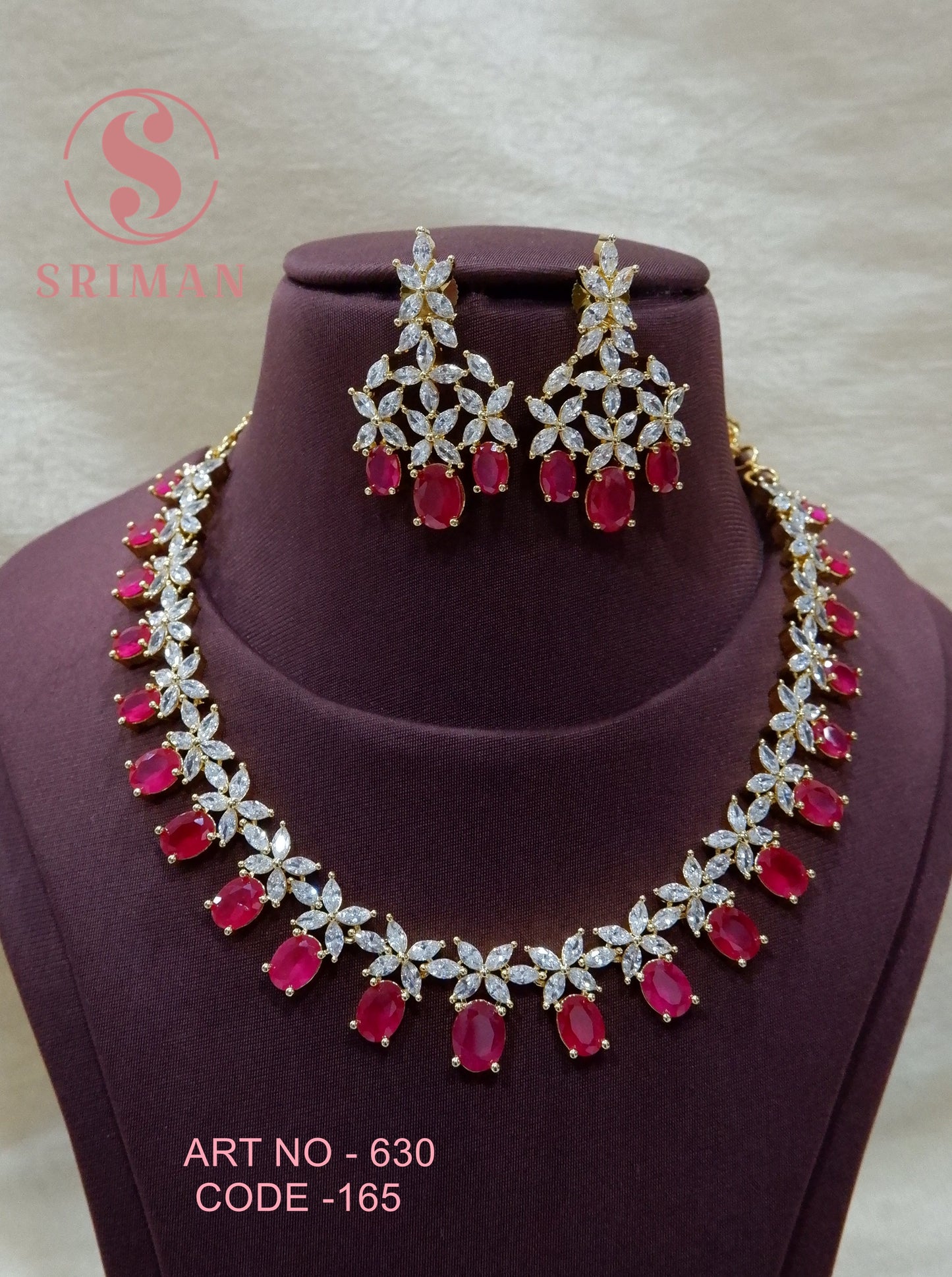 SRIMAN GOLD FINSH FANCY NECKLACE SET