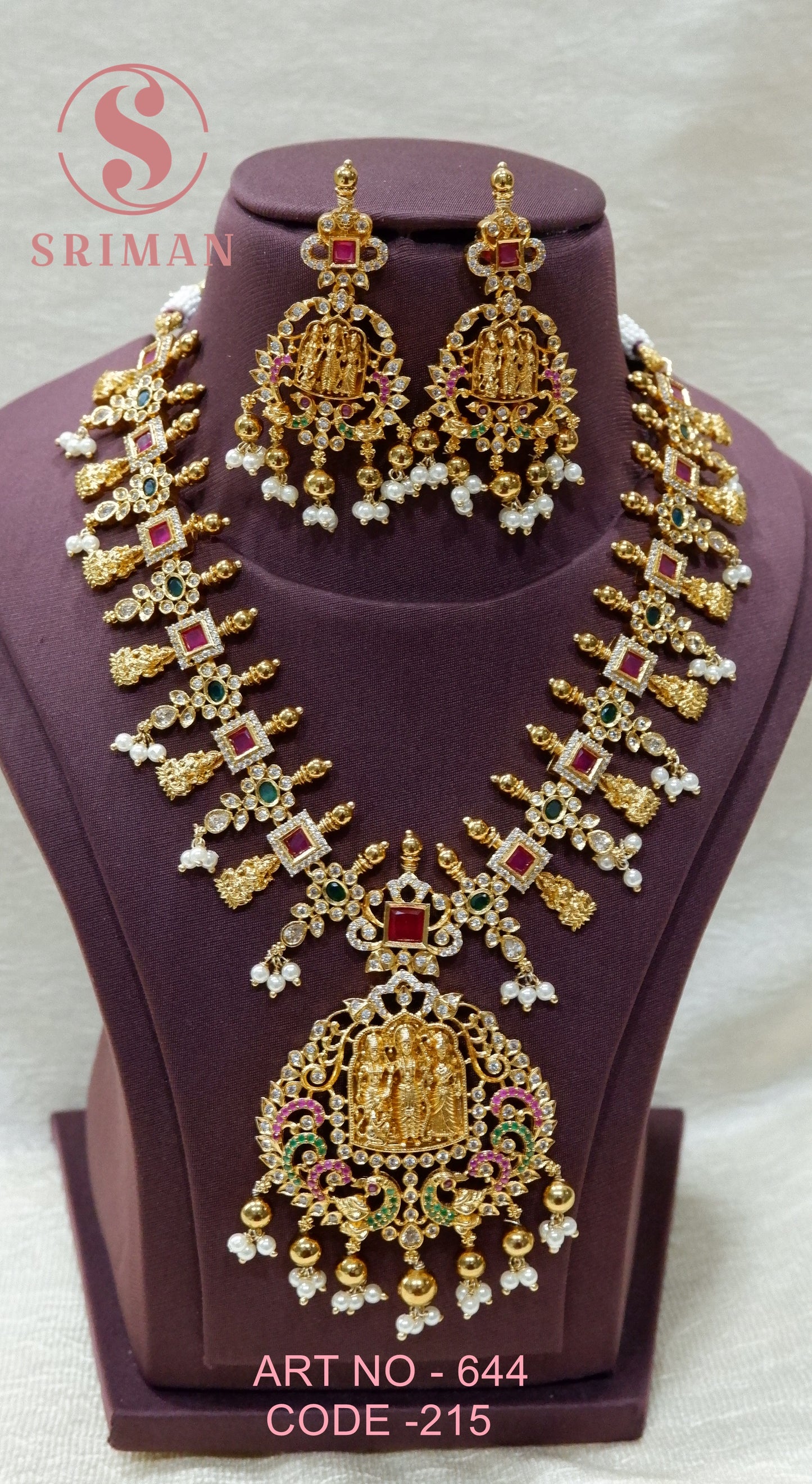 SRIMAN GOLD FINISH TRADINATIOL NECKLACE SET