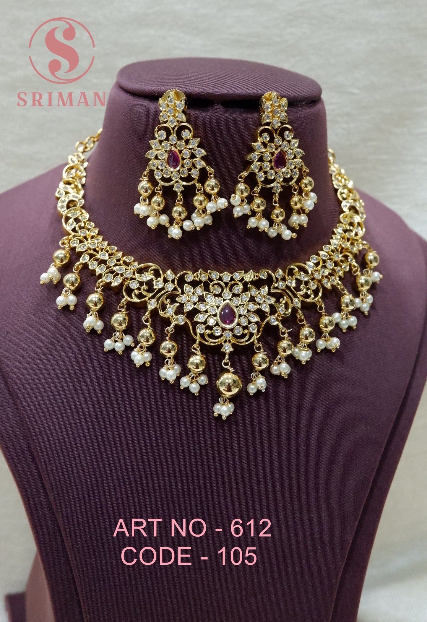 SRIMAN GOLD FINISH NECKLACE