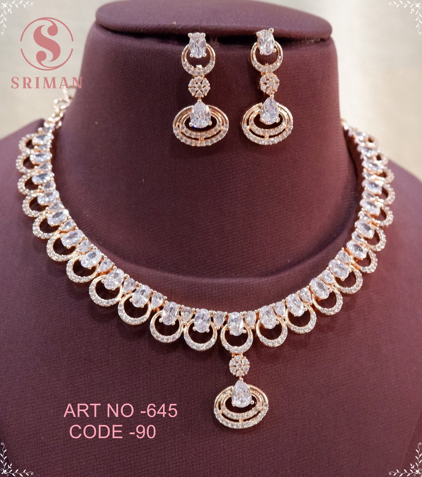 SRIMAN ROSE GOLD FINISH NECKLACE SET