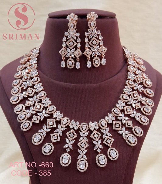 SRIMAN GRAND ROSE GOLD NECKLACE SET WITH EARINGS