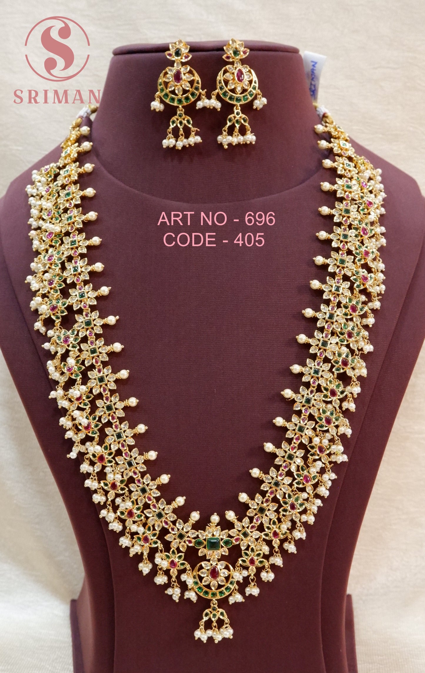 SRIMAN FANCY GOLD POLISH LONG HARAM SET